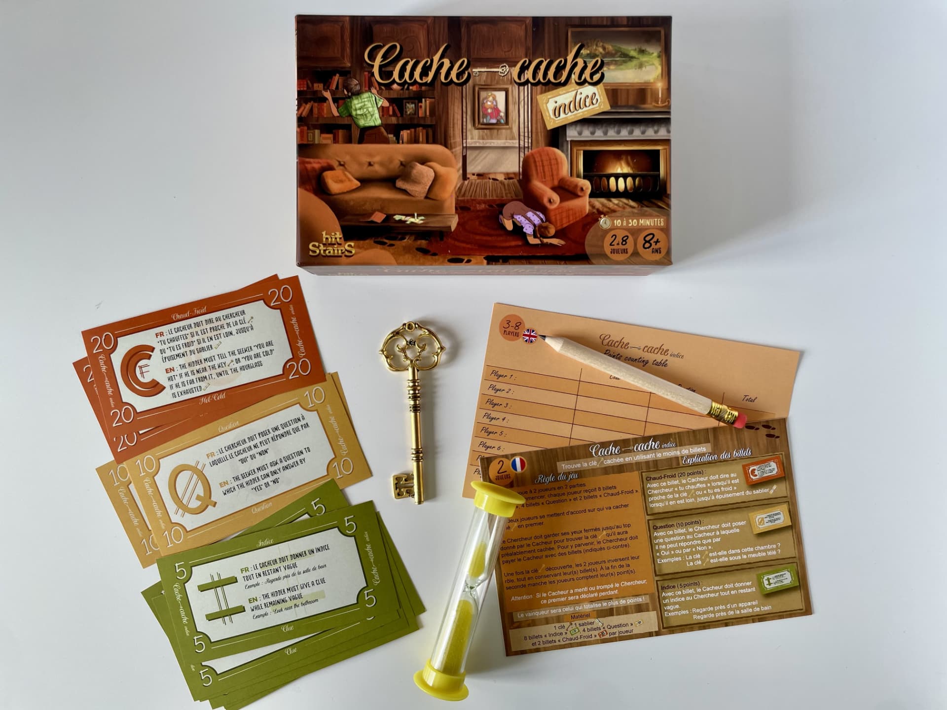La boîte Cache-Cache Indice et son contenu